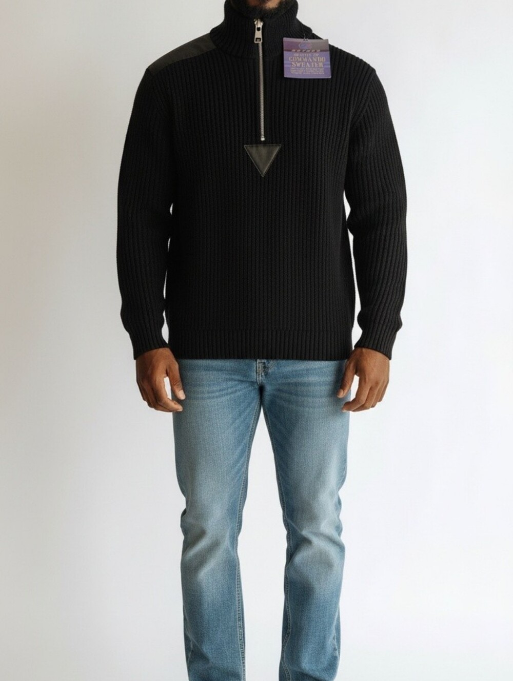 Rothco Black Ribbed Quarter-Zip Sweater
